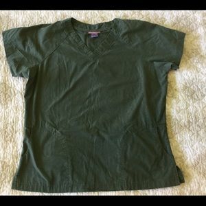 KATHERINE HEIGL Scrub Top Hunter Green Pockets XL